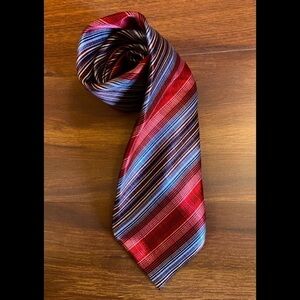 🍁NEW YEAR SALE🍁PURITAN Silk Necktie Red Silver Black Stripes